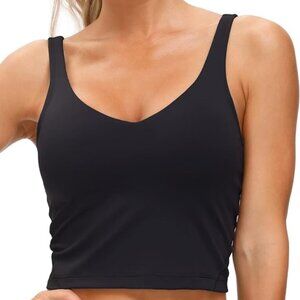 Womens' Sports Bra Longline Wirefree Padded with Medium Support Crop Top Gym S